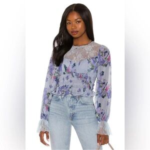 Free People NWOT Daphne Floral Lace Top Size Large